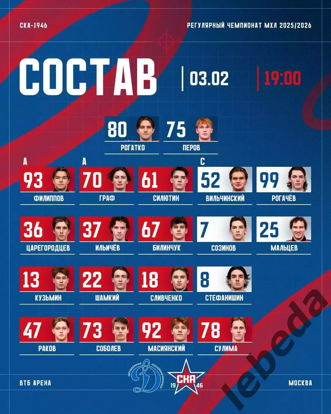 МХК Динамо Москва - СКА-1946 СП - 2025 / 2026 год. (03.02.2026.) 2