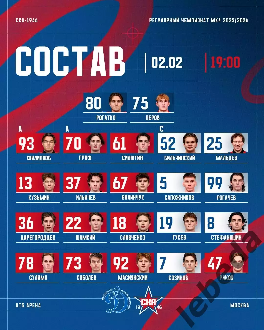 МХК Динамо Москва - СКА-1946 СП - 2025 / 2026 г. (02.02.2026.) 1