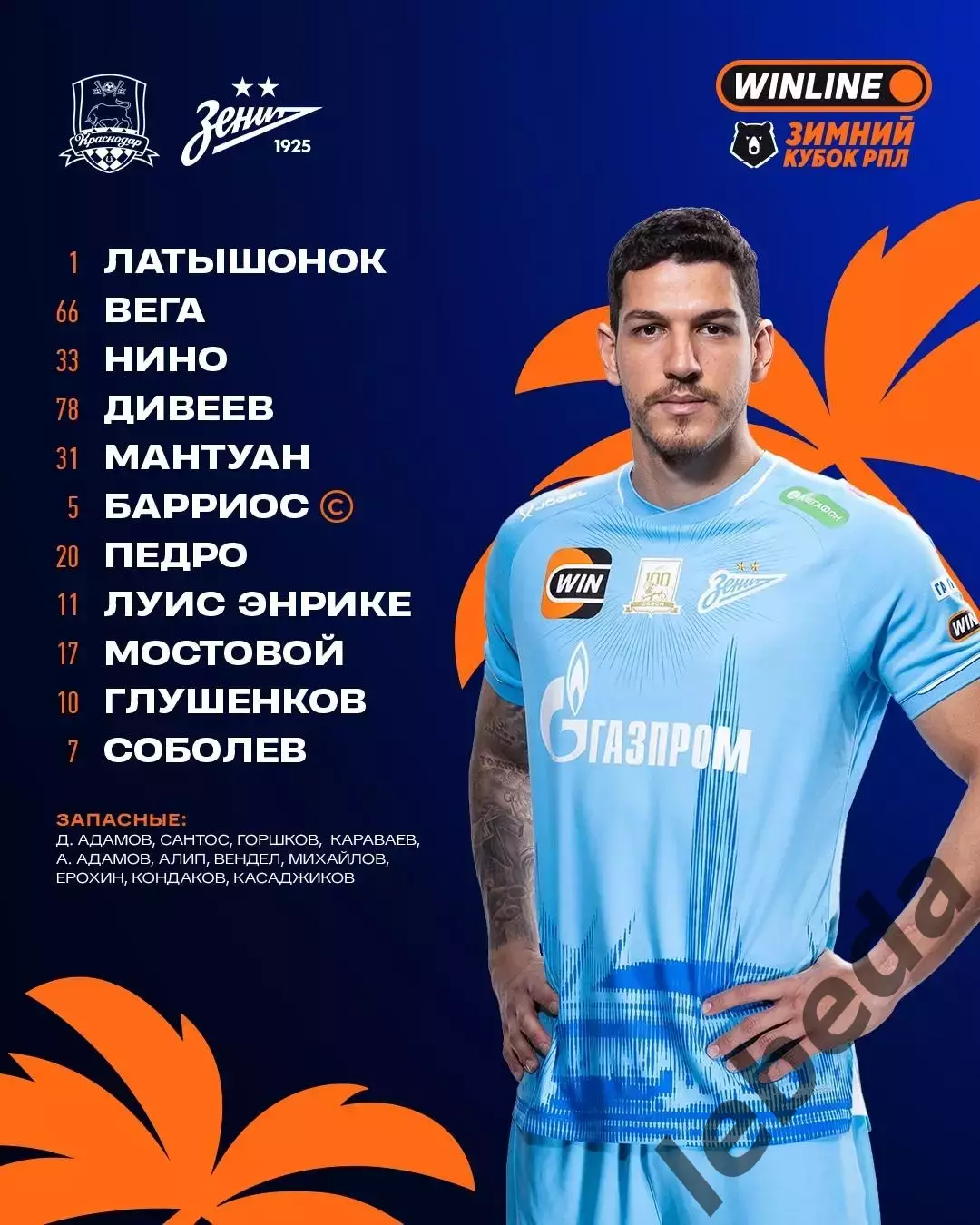Краснодар - Зенит Санкт-Петербург - 2026 год. ( 6.02.26.) Зимний кубок РПЛ 1