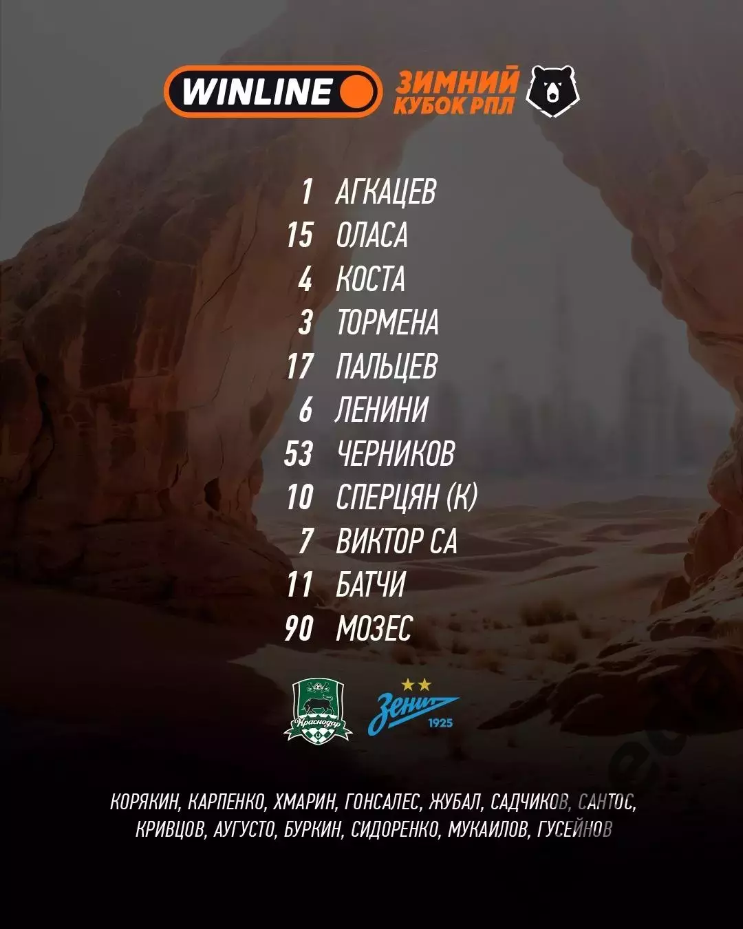 Краснодар - Зенит Санкт-Петербург - 2026 год. ( 6.02.26.) Зимний кубок РПЛ 1