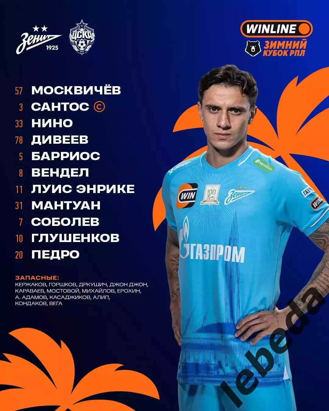 Зенит Санкт-Петербург - ЦСКА - 2026 год. ( 10.02.26.) Зимний кубок РПЛ 1