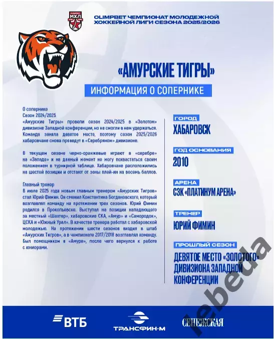 МХК Динамо Москва - Амурские Тигры Хабаровск - 2025-2026. (17.02.26) официальная 1