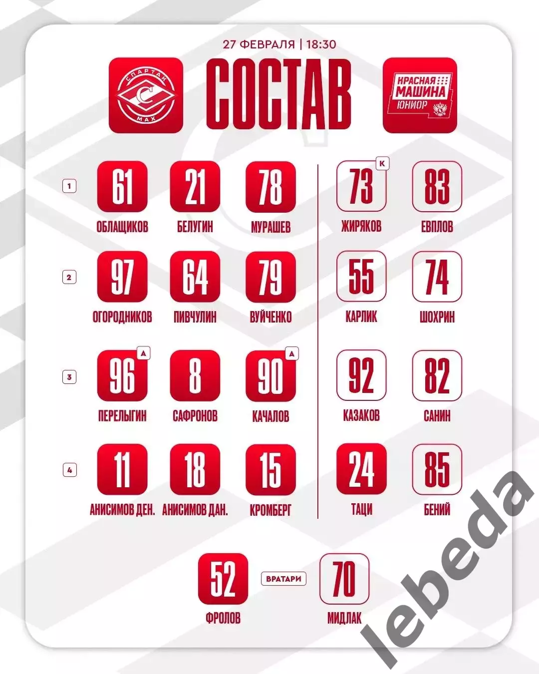 МХК Спартак МАХ - Красная Машина - 2025 / 2026 год. (27.02.26.) 1