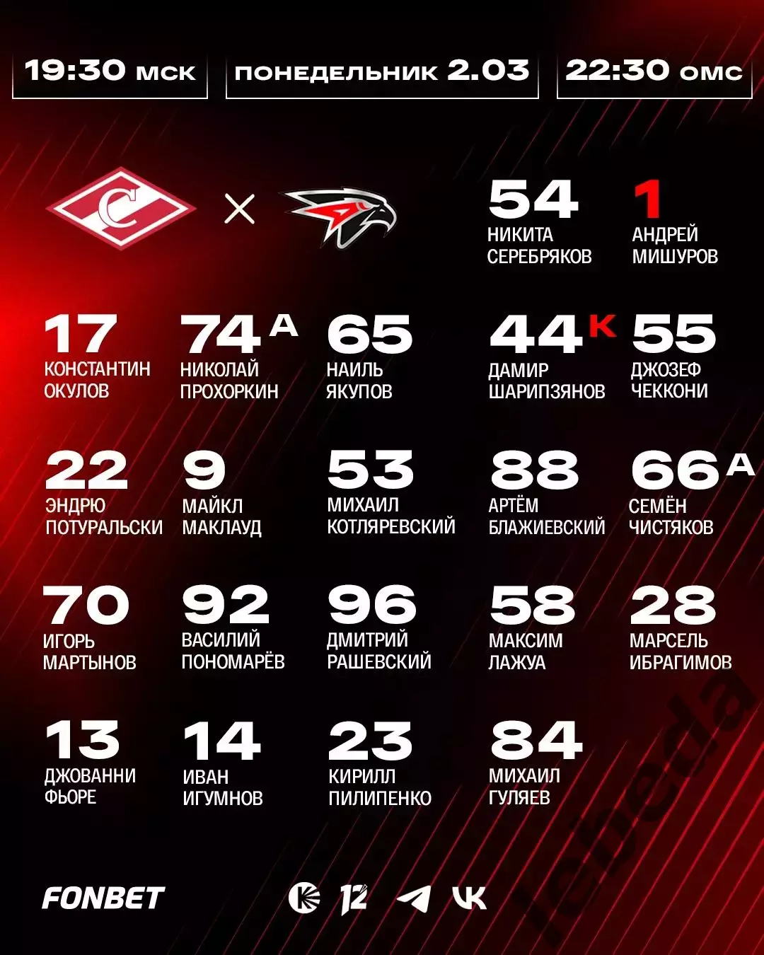 Спартак Москва - Авангард Омск - 2025 / 2026 год.(2.03.26.) 2