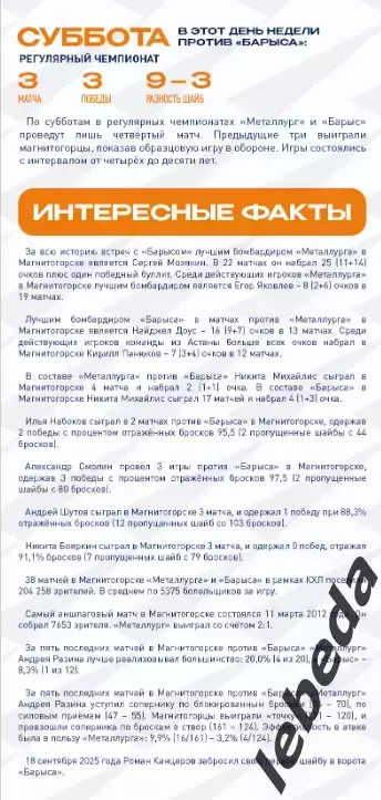Металлург Магнитогорск - Барыс Астана - 2025-2026 год. (29.11.25.) официальная 2