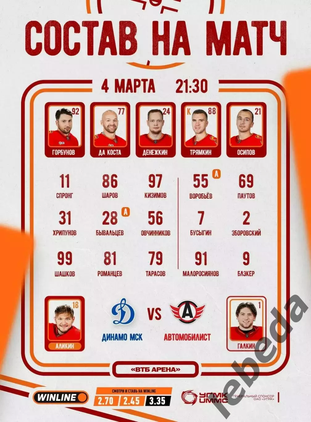 Динамо Москва - Автомобилист Екатеринбург - 2025 / 2026 год.(4.03.26.) 2