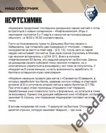 Адмирал Владивосток - Нефтехимик Нижнек - 2025 / 2026 г.(3-5.03.26.) официальная 1