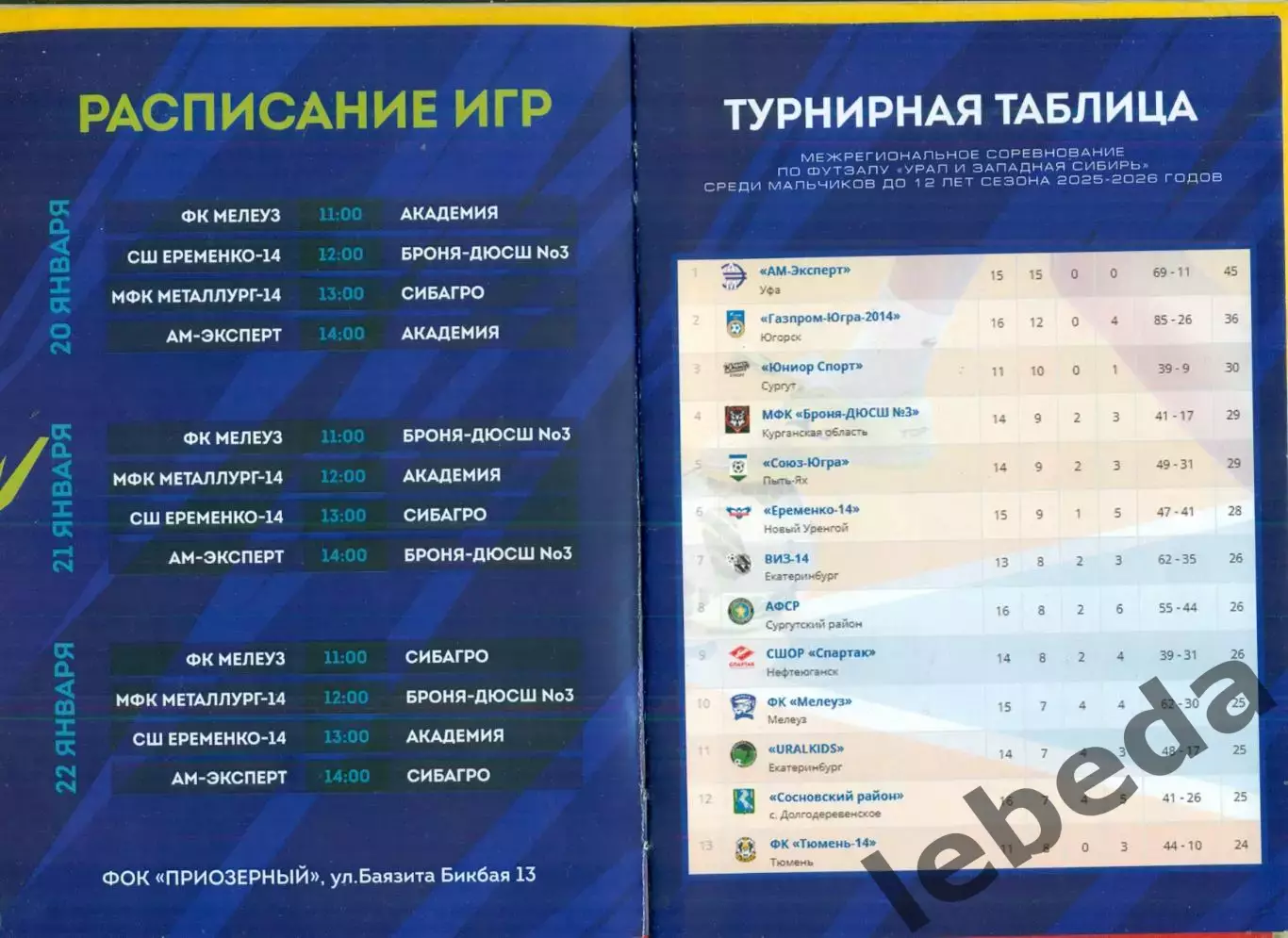 Турнир Уфа -2025 / 2026 г. Урал-Западная Сибирь (Курган,Магнитогорск Н.Уренгой.. 1