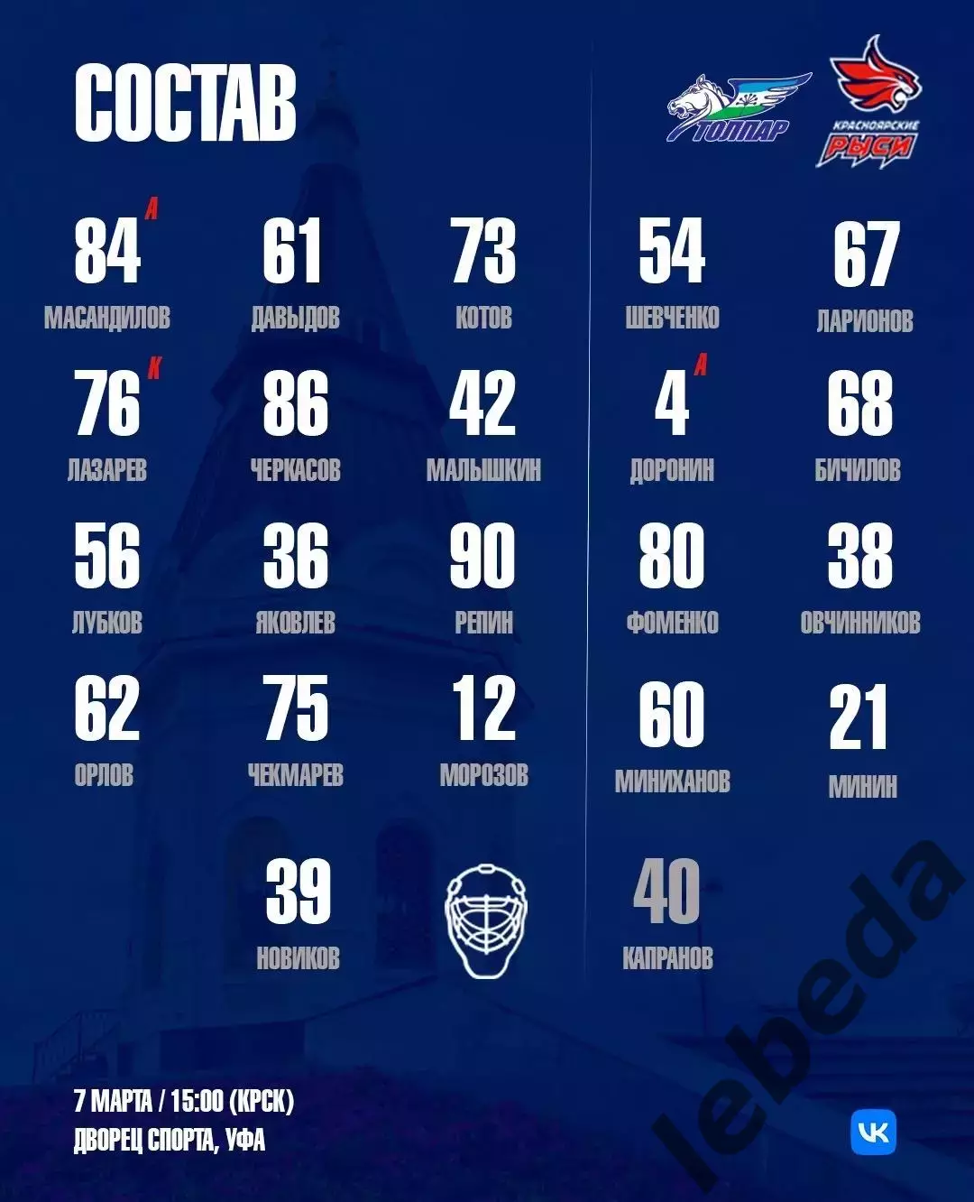 Толпар Уфа - Красноярские рыси- 2025 / 2026 год. (7.03.26.) 2