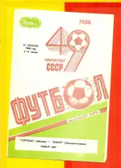 Торпедо Москва - Днепр Днепропетровск - 1986 г.(27.04.86)