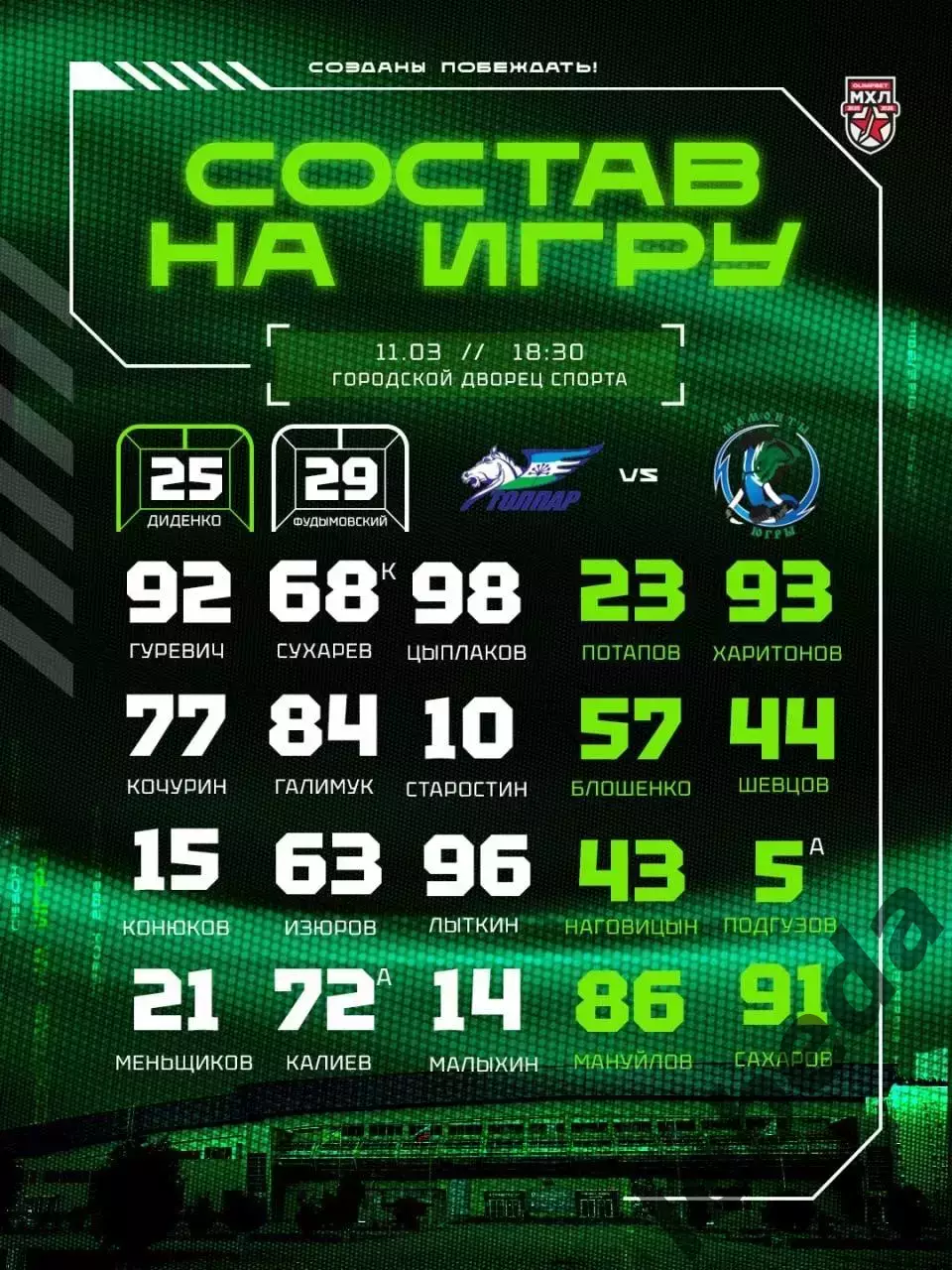 Толпар Уфа - Мамонты Югры - 2025 / 2026 год. (11.03.26.) 1