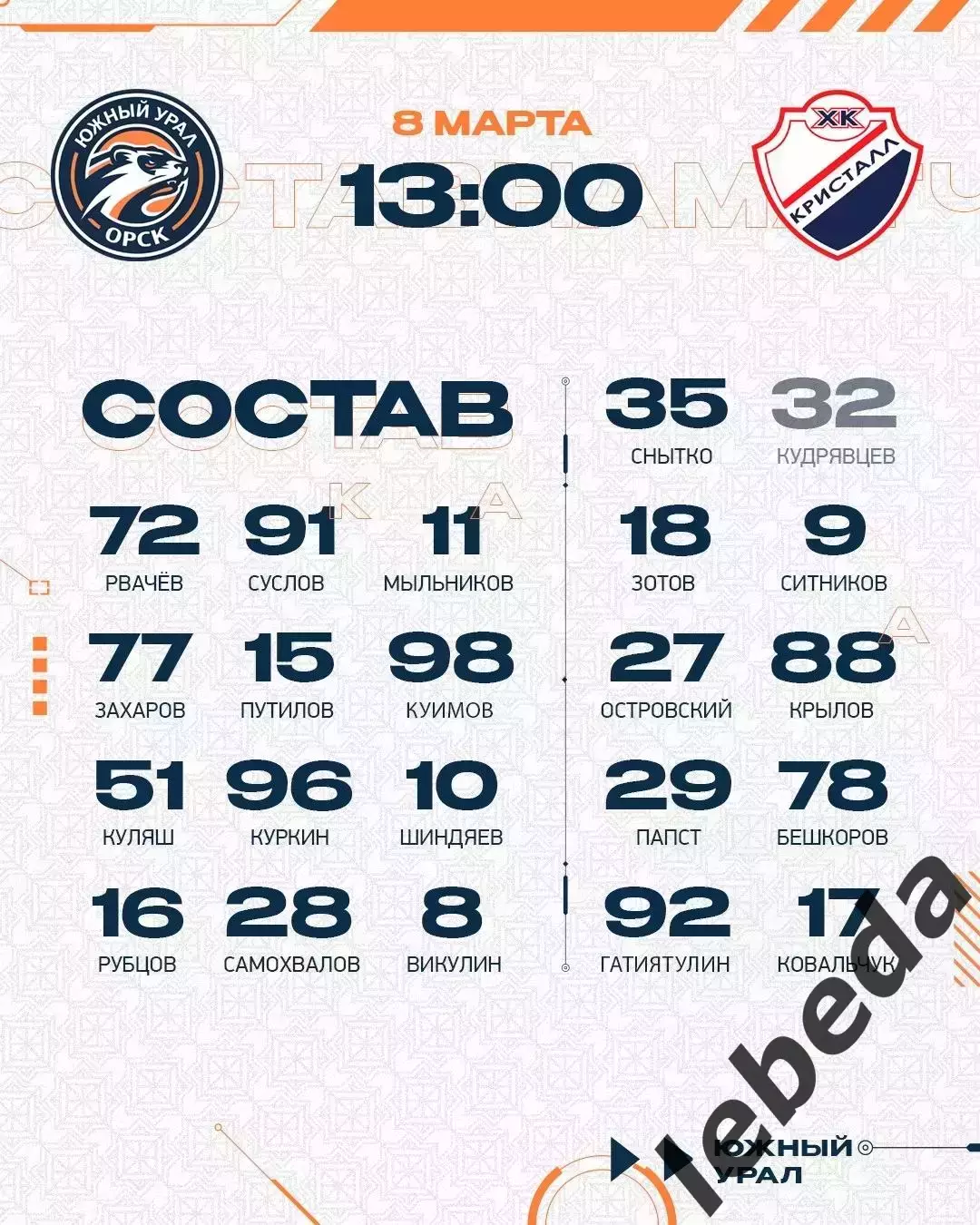 Южный Урал Орск - Кристалл Саратов - 2025 / 2026 год. (8.03.26.) 1