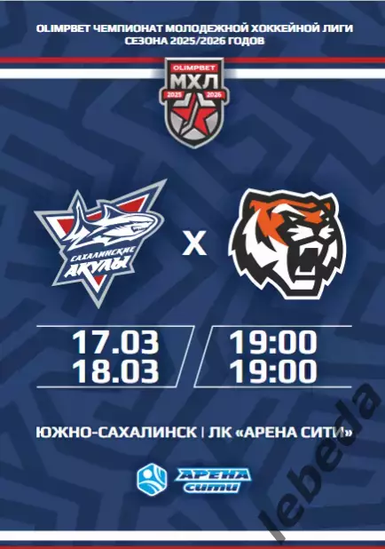 Сахалинские Акулы - Амурские Тигры Хабаровск - 2025 / 2026 год. (17-18.03.26.)