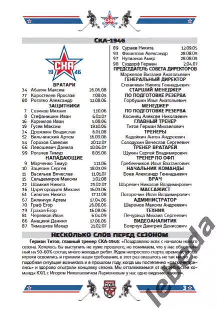 СКА-1946 - Кр. Советов / МХК Спартак МАХ / Красная Армия / Карели - 2025 / 2026 2