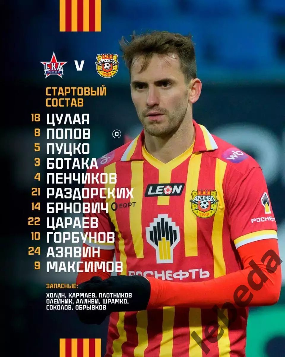 СКА Хабаровск - Арсенал Тула- 2025 / 2026 год. (22.03.26.) 2