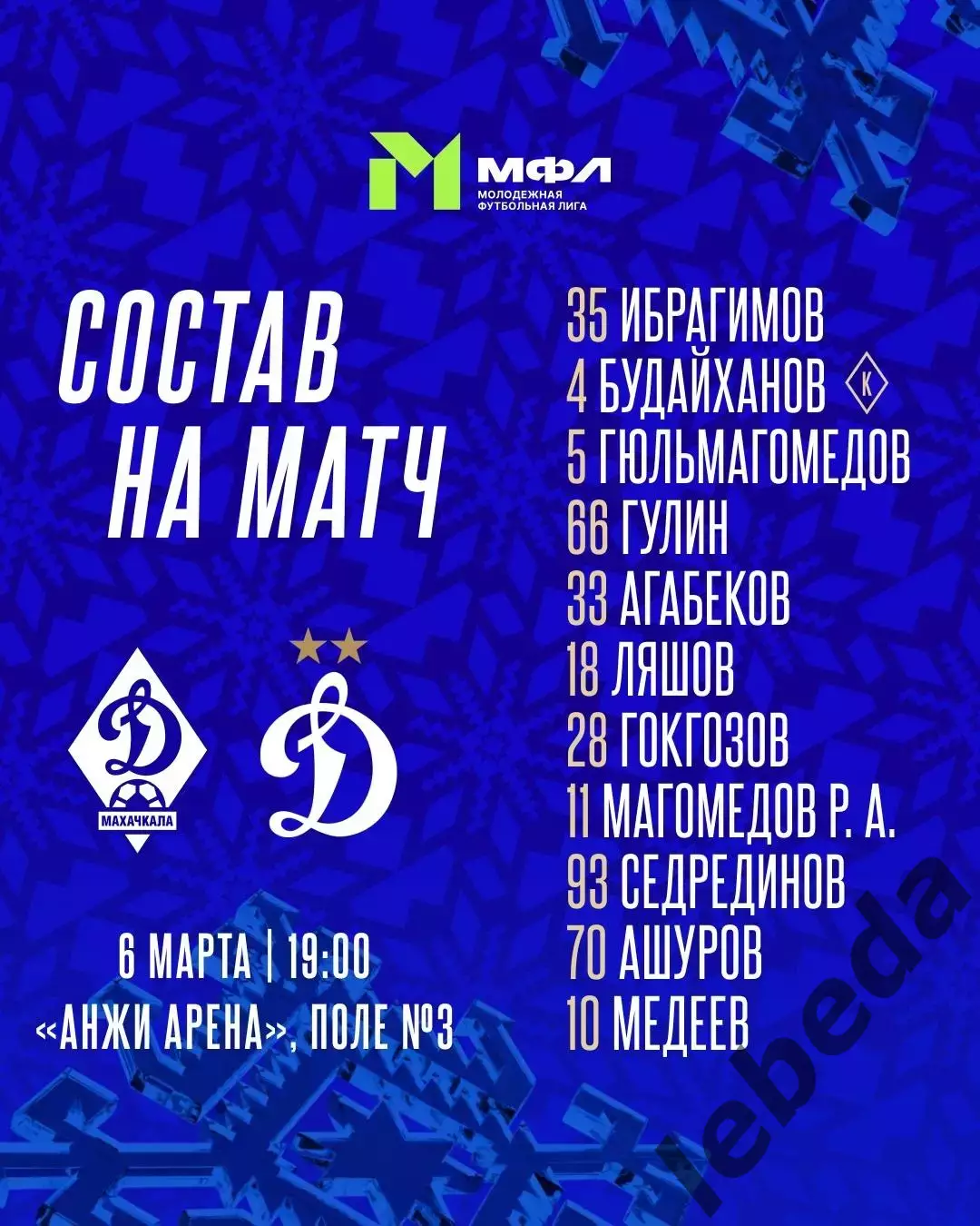 Динамо Махачкала (молодеж) - Динамо Москва (молодеж) - 2026 год. (6.03.26.) 1