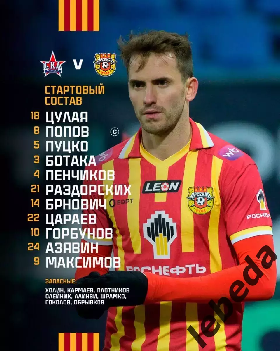 СКА Хабаровск - Арсенал Тула- 2025 / 2026 год. (22.03.26.) 2