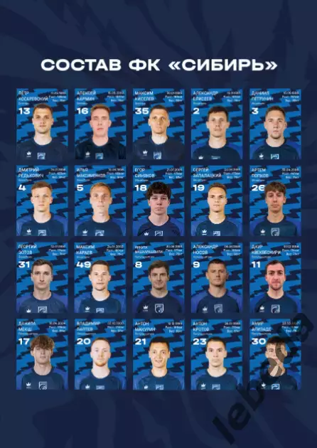 Сибирь Новосибирск - Родина Москва - 2025 / 2026 г. (29.03.26.) 2