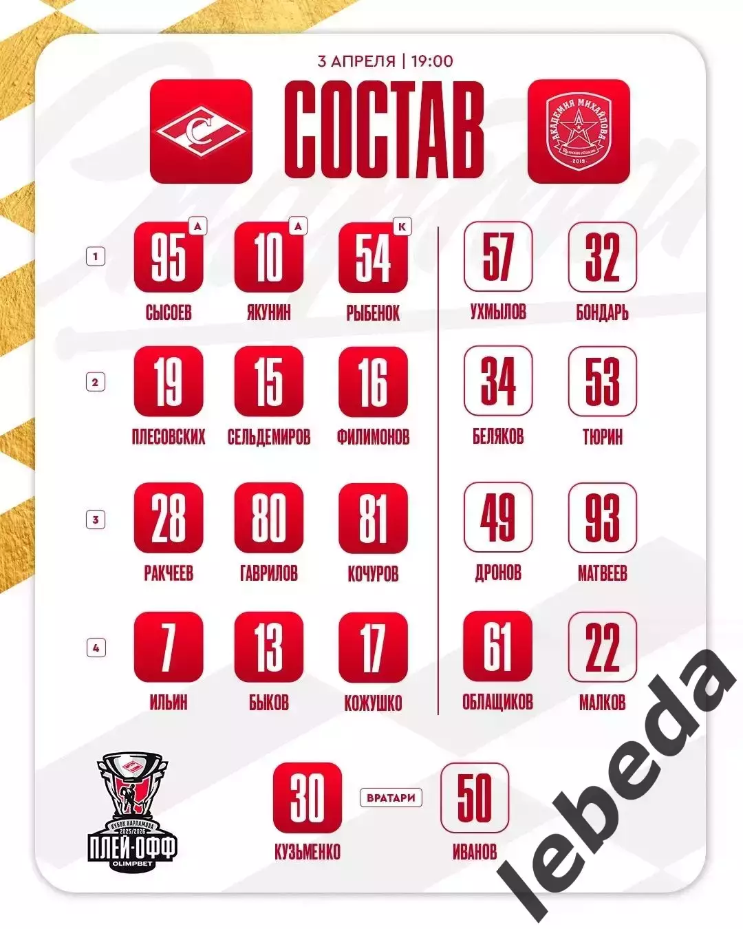 МХК Спартак Москва - Академия Михайлова - 2025 / 2026. (3.04.26.) Плей-офф №2 1