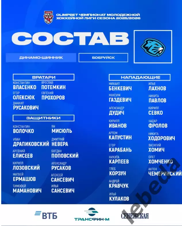 МХК Динамо Москва - Д-Шинник Бобруйск - 2025-2026 г. (2-3.04.26.) официальная 3