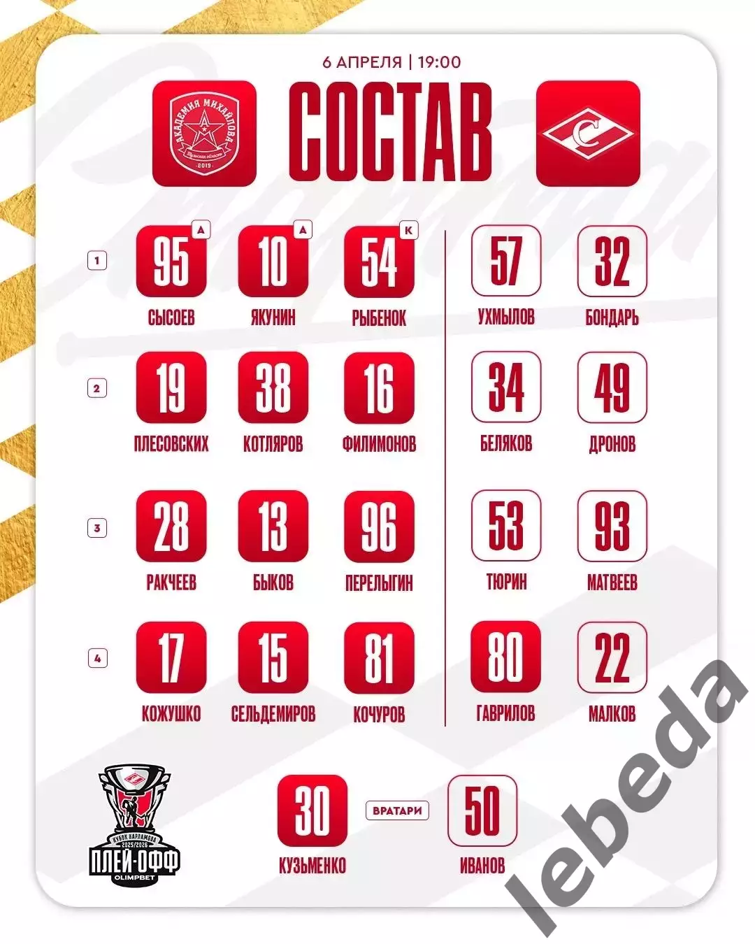 Академия Михайлова - МХК Спартак Москва - 2025 / 2026. (6.04.26.) Плей-офф №3 1