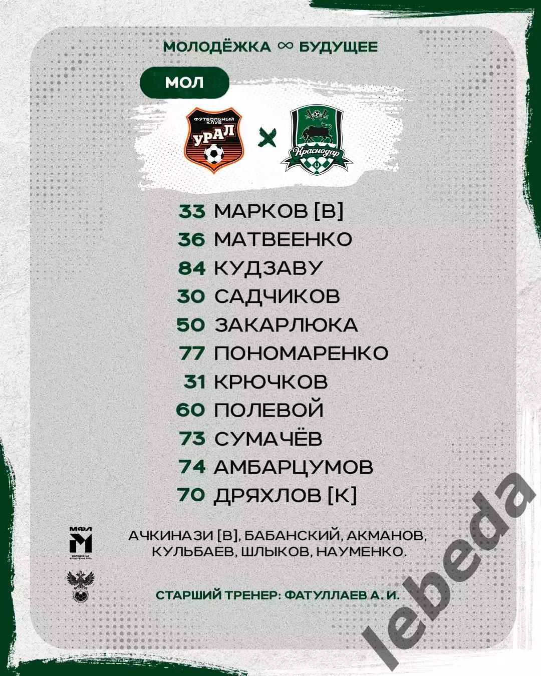 Урал (Мол) - Краснодар (мол) - 2025 / 2026 год. (10.04.26.) 1