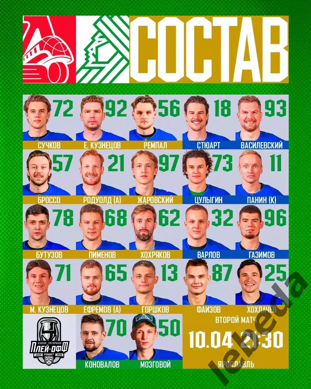 Локомотив Ярославль - Салават Юлаев Уфа - 2025 / 2026.(10.04.26) Плей-офф игр №2 1