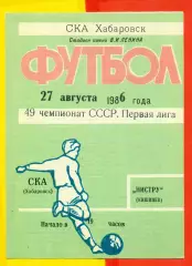 СКА Хабаровск - Нистру Кишинев - 1986 год (27.08.86.)