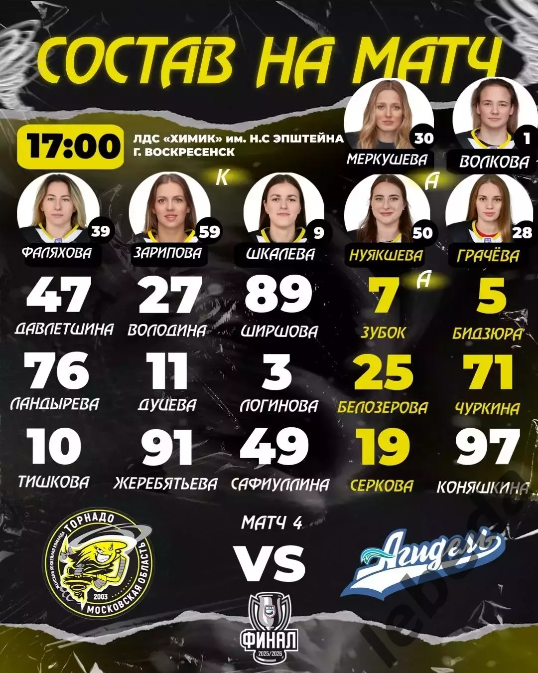 Торнадо Воскресенск - Агидель Уфа - 2025 / 2026.(12.04.26) Плей-офф игр №4 Финал 1