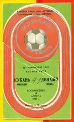 Кубань Краснодар - Динамо Москва -1982 год.(18.04.82.)