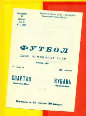 Кубань Краснодар - Спартак Йошкар-Ола - 1971 год. (27.09.71.)