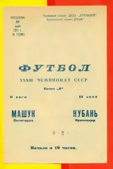 Кубань Краснодар - Машук Пятигорск - 1971 год. (21.06.71.)