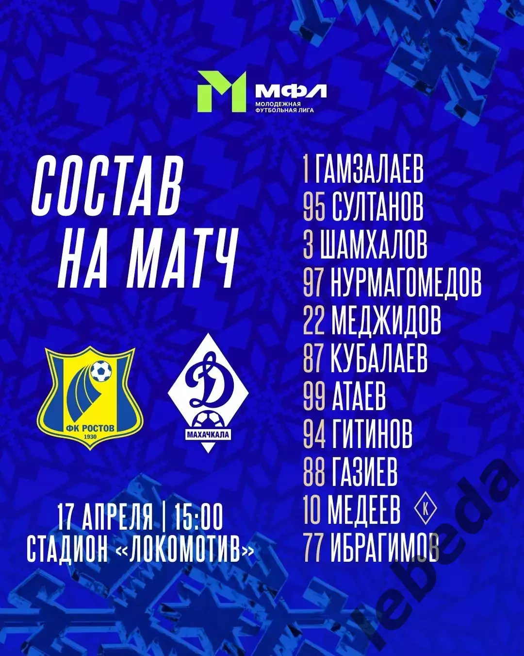 ФК Ростов (Молод.) - Динамо Махачкала - 2025 / 2026 год. (17.04.26.) 1