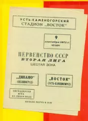 Восток (Усть-Каменогорск) - Динамо Целиноград - 1971 год.(9.09.71.)