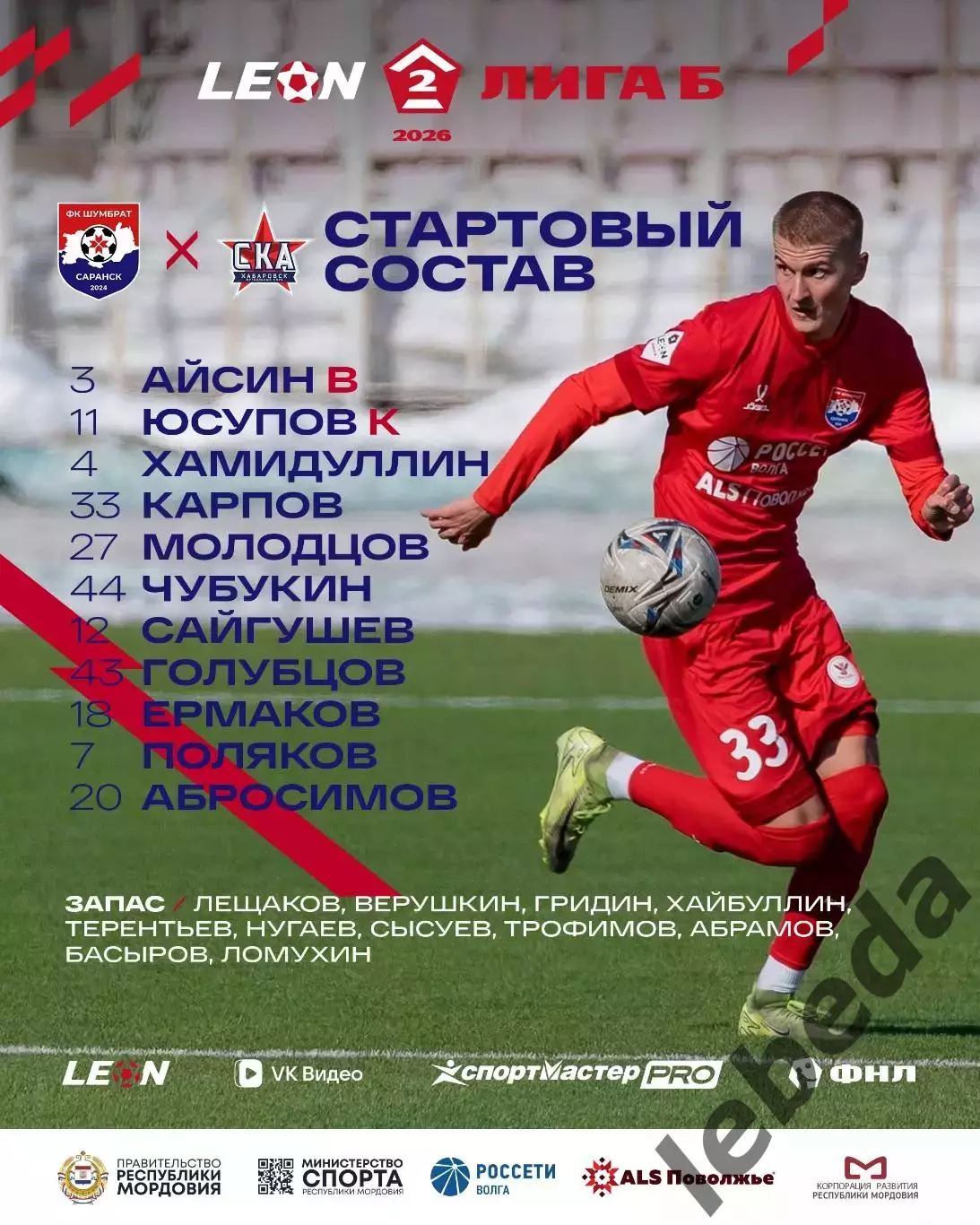 Шумбрат Саранск - СКА-2 Хабаровск - 2025 / 2026 год. (18.04.26.) 2