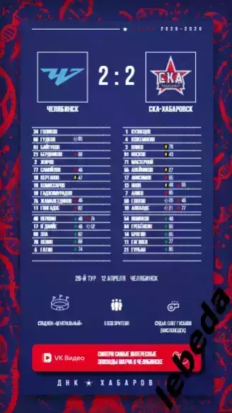 СКА Хабаровск - Ротор Волгоград - 2025 / 2026 г. (18.04.26.) Официальная. 2