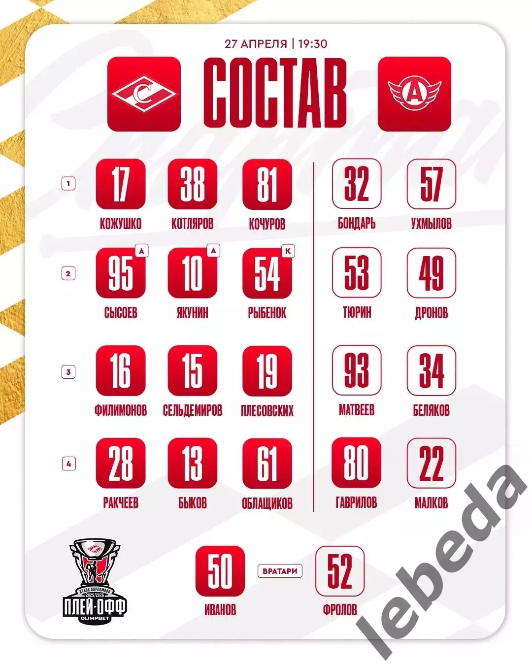 МХК Спартак Москва - Авто Екатеринбург - 27.04.26 г. Плей-офф 1