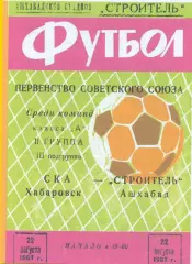 Строитель Ашхабад - СКА Хабаровск - 1967 год. (22.08.67.)