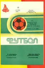 Таврия Симферополь - Подолье Хмельницкий - 1986 год. (15.09.86.)