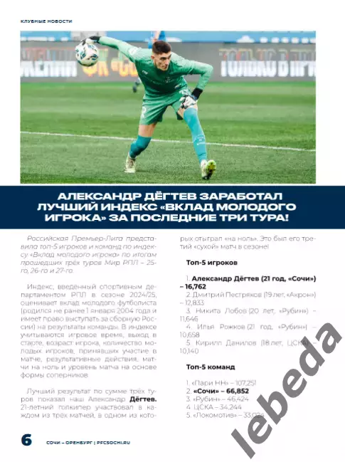 ФК Сочи - Оренбург - 2025 / 2026 г.(3.05.26.) официальная. 2