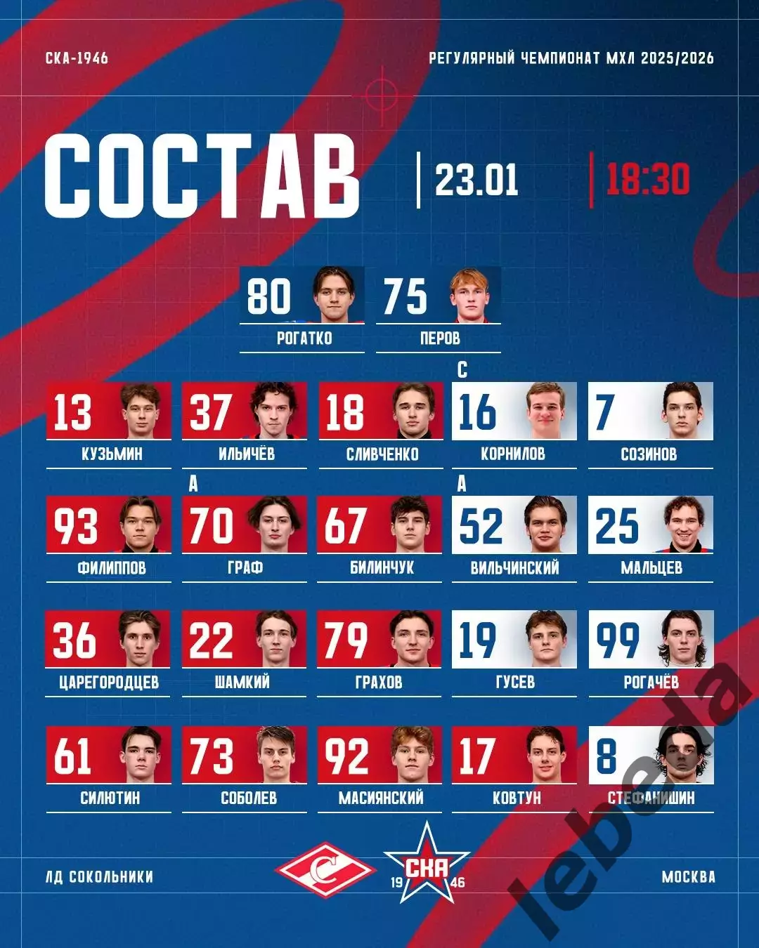 МХК Спартак Москва - СКА-1946 СП - 2025 / 2026 год.(23.01.26.) 2