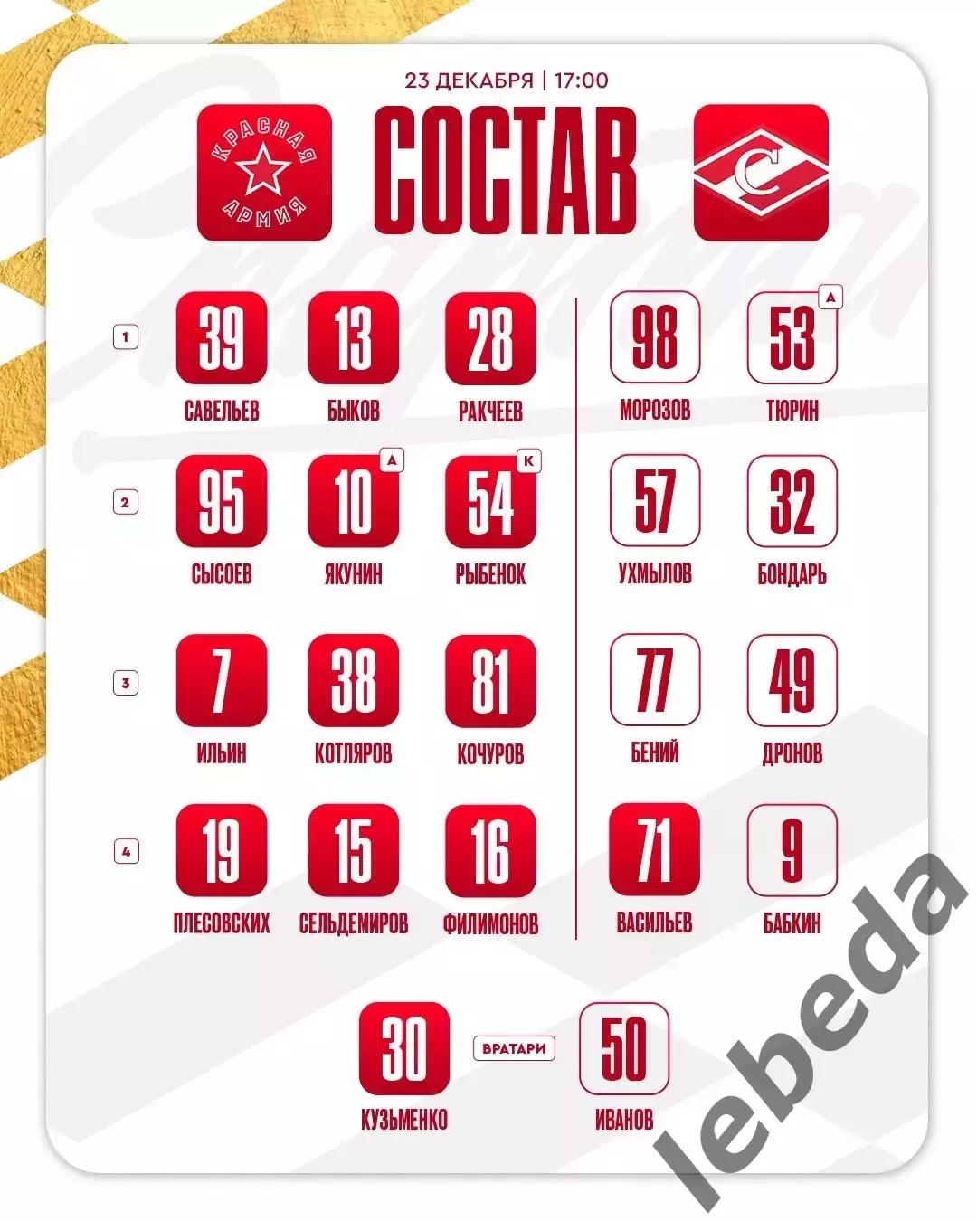 Красная Армия - МХК Спартак Москва - 2025 / 2026 год.(23.12.25.) 2