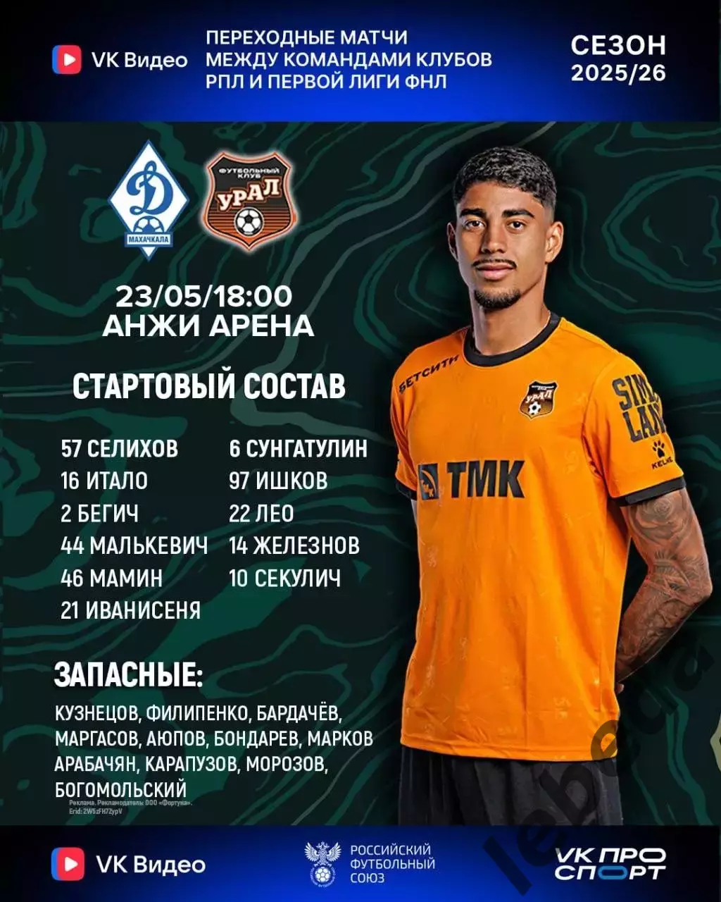 Динамо Махачкала - Урал Екатеринбург - 2025 / 2026 год.(23.05.26.) Стыки. 1