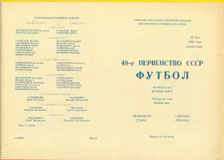 Манометр Томск - Звезда Иркутск - 1986 год.(19.05.86.)