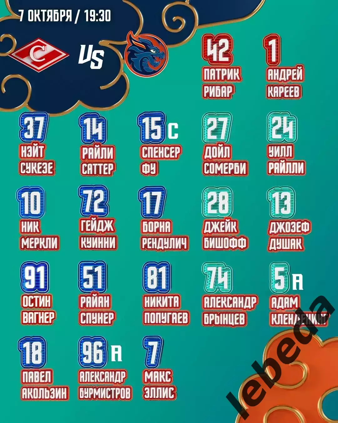 Спартак Москва - Шанхай Дрэгонс - 2025 / 2026 г. (7.10.25.) 2