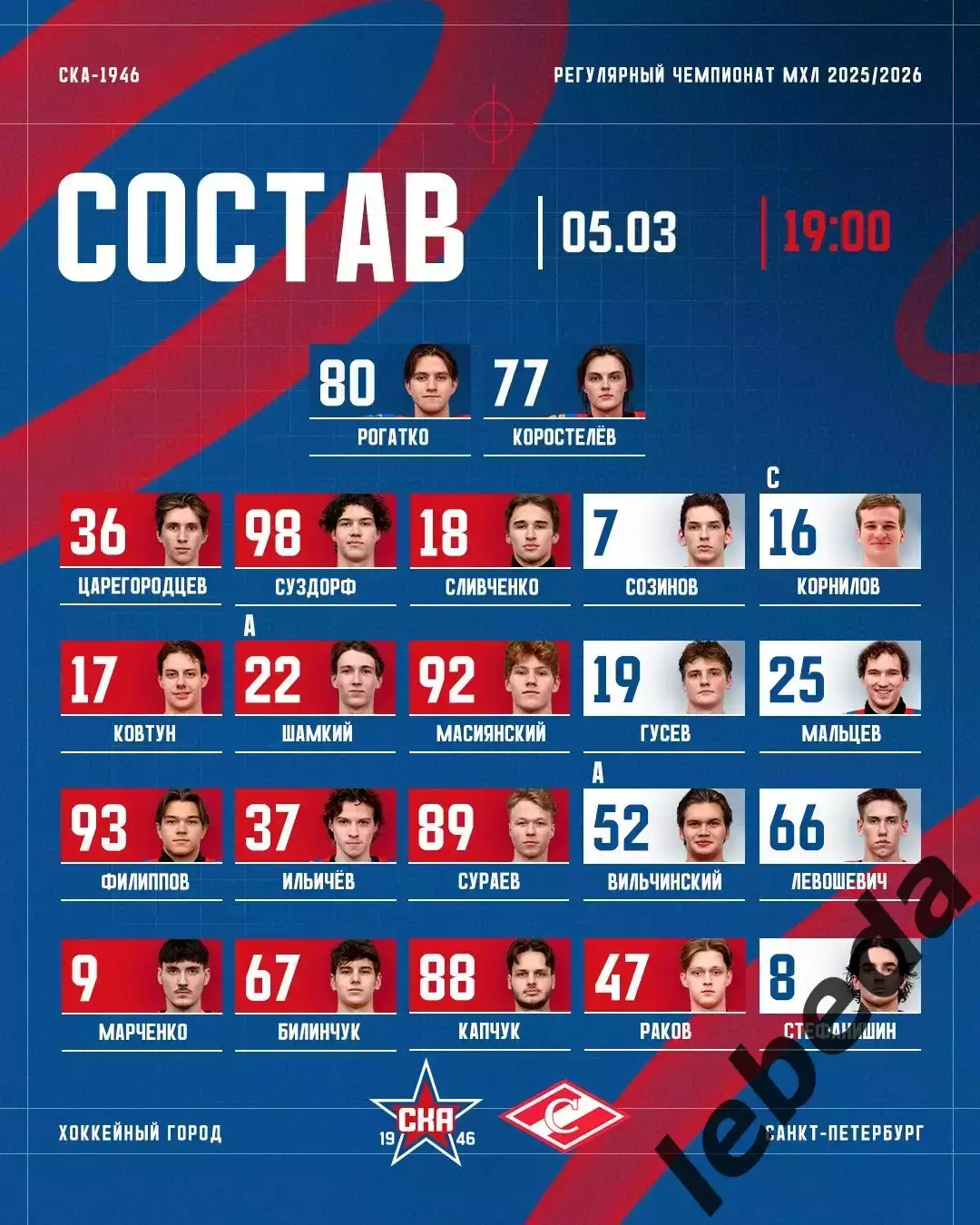 СКА -1946 - МХК Спартак - 2025 / 2026 год.(5.03.26.) 2