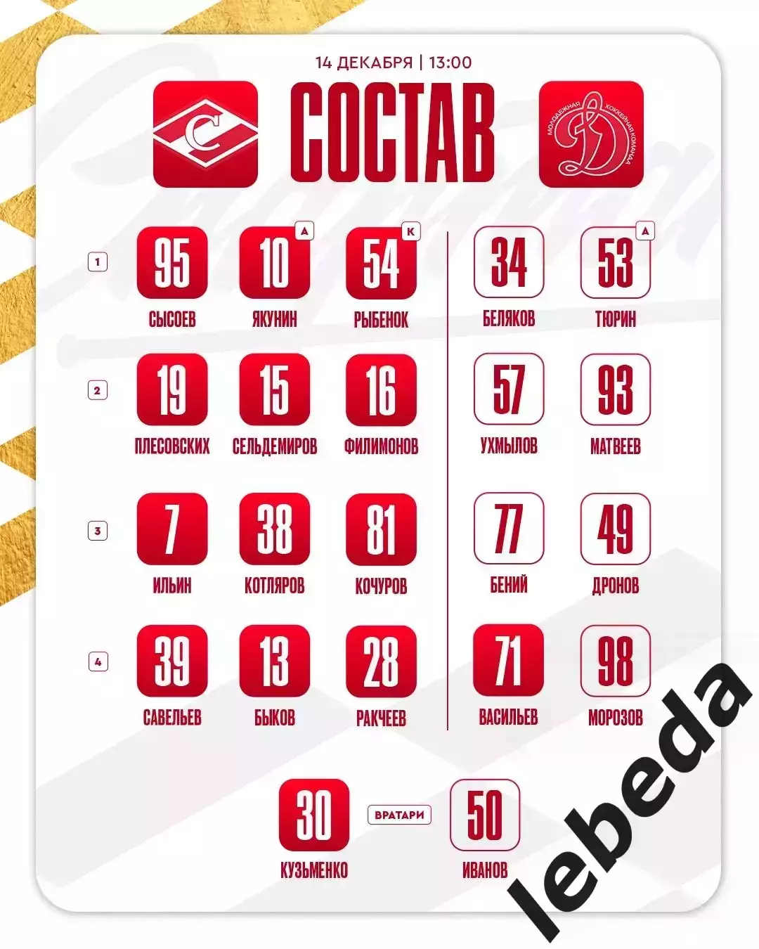 МХК Спартак Москва - МХК Динамо Москва - 2025 / 2026 г.(14.12.25.) 2