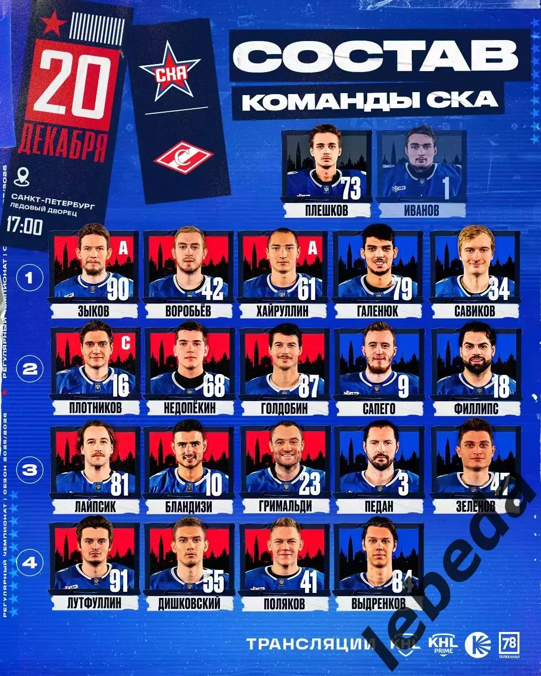 СКА (Санкт-Петербург) - Спартак Москва - 2025 / 2026 год.(20.12.25.) 1