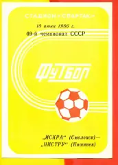 Искра Смоленск - Нистру Кишинев - 1986 год.(18.06.86.)