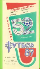 Жетысу (Талды-Курган) - Уралец Уральск - 1989 год. (6.08.89.)